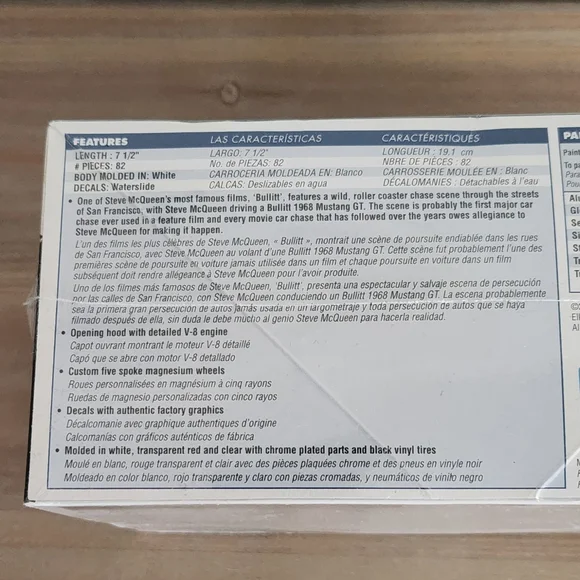 Revell Bullitt 1968 Ford Mustang GT 1:25 Scale Model Kit - Steve McQueen - Picture 8 of 15